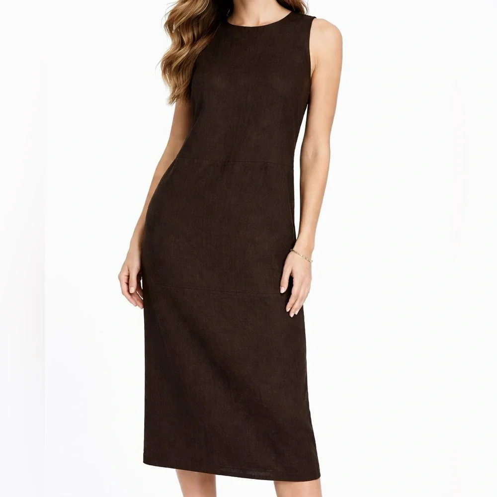 Massimo Dutti brown Linen Blend long dress model 6661 size 4